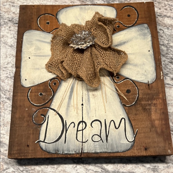 Hand Crafted Other - Rustic Handcrafted Dream Barn Wood Wall Art with Burlap Flower and Door Knob